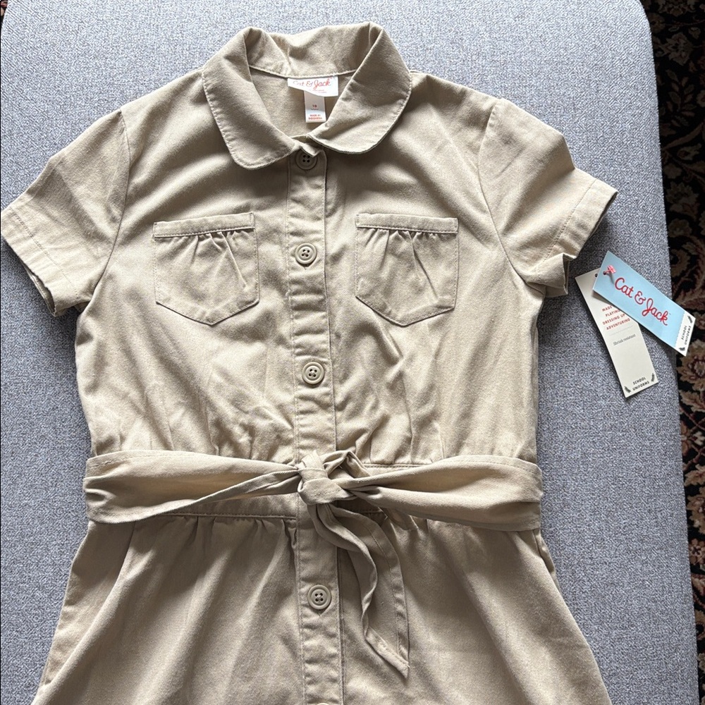 Cat & Jack Beige Button-Up Dress